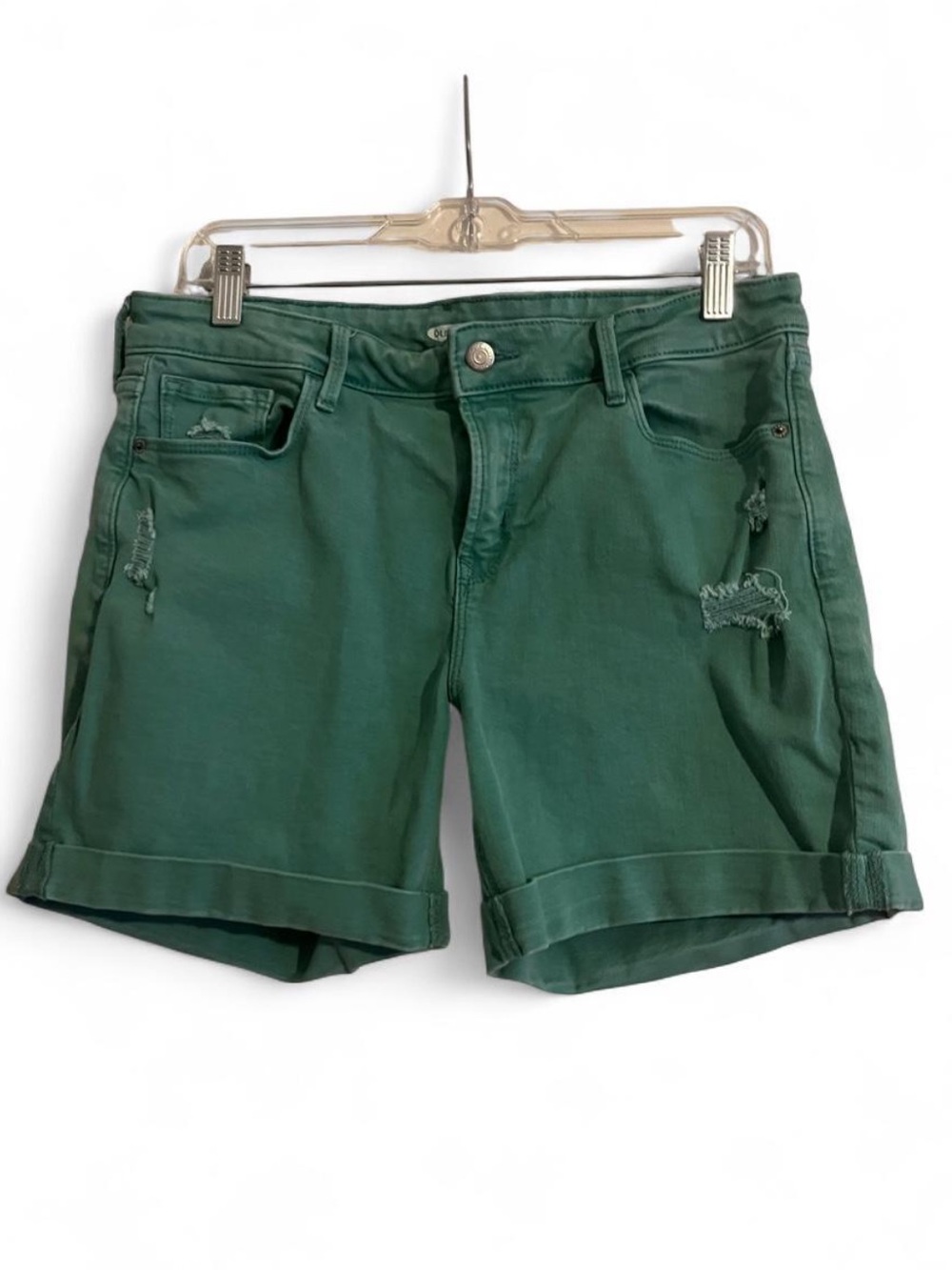 Old navy Women’s Green Rolled-Hem Distressed Shorts